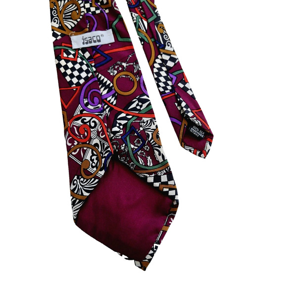 Vintage Jsaco Silk Tie Abstract Geometric Colorful Maximalist Handmade Retro Mod - Picture 5 of 10